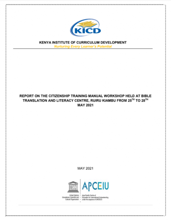 Cover Page for [2021_Report] Final Report on Development of Training Manual Workshop