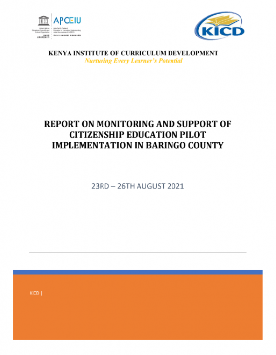 Cover Page for [2021_Report] Report on First Round of CE Moniotoring and Support in Baringo County 22 - 26 AUGUST 2021